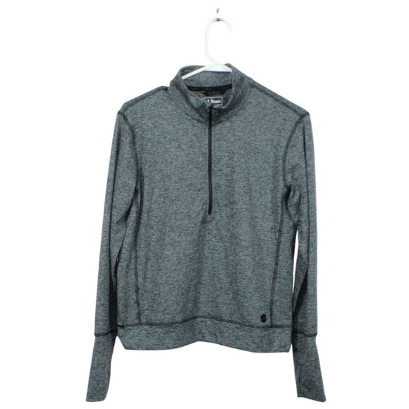 LL Bean VentureSoft Pullover Quarter Zip Black Marl Size XS - Picture 1 of 12